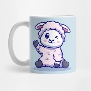 Cute Baby Sheep Waving Hand Cartoon Mug